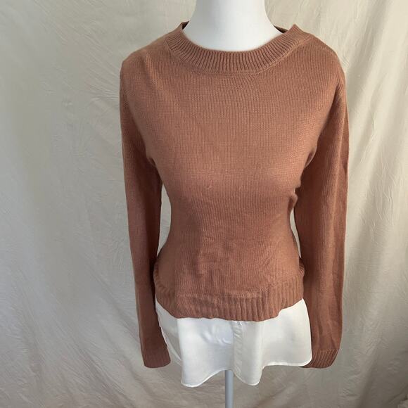 Pink & White Double Layer Knit Sweater - Picture 2 of 2